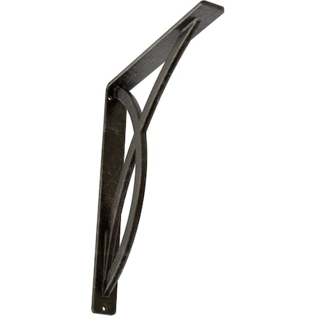 Ekena Millwork Miller Wrought Iron Bracket, (Single center brace), Antiqued Warm Silver 1 1/2"W x 10"D x 12"H BKTM01X10X12SMIAWS